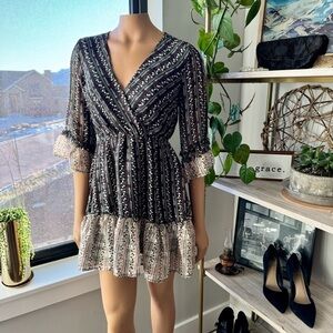 Quinn Surplice Boho Mini Dress by Blue Rain of Francesca’s, NWT, X-Small